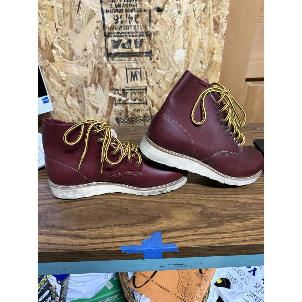 Red Wing 8166 Work Boots Mens 8 D Brown Leather Traction-tread Sole USA Made NOS